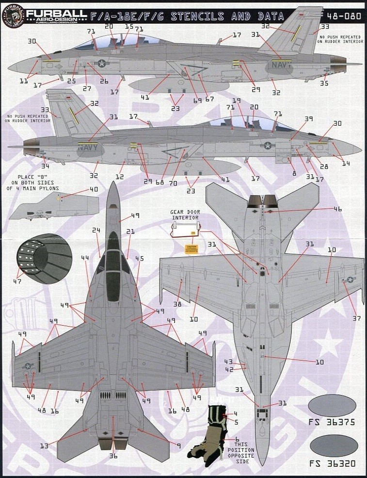 1/48 fur ball decal F/A-18 E/F/G stencil