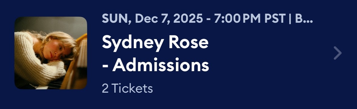 2 concert ticket sydney rose READ DESCRIPTION 