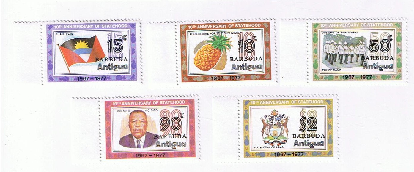 Stamps Antigua Barbuda 1978 # 490-4 10th Anniversary Statehood MNH