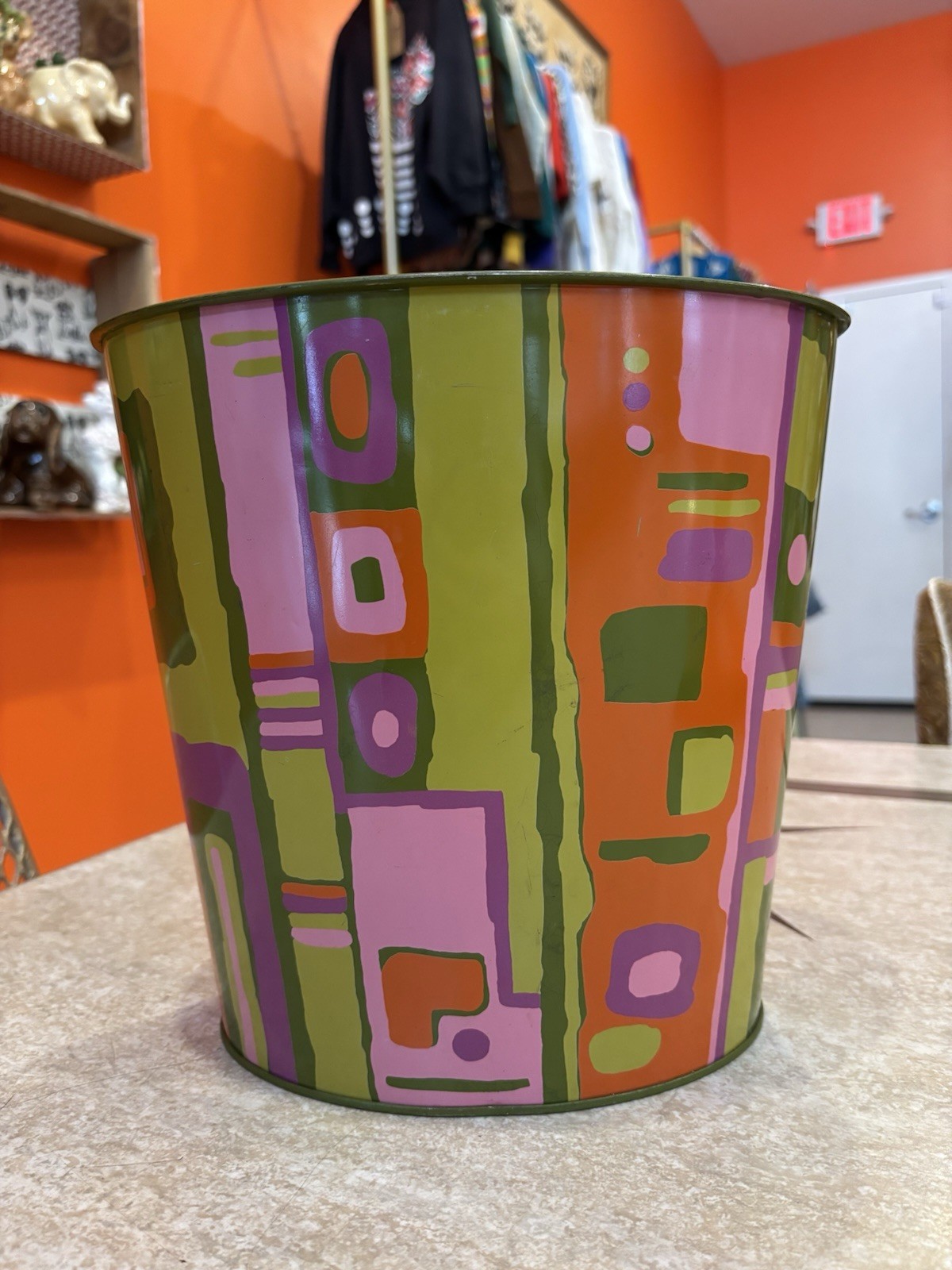 Vintage 1960s Metal Trash Can