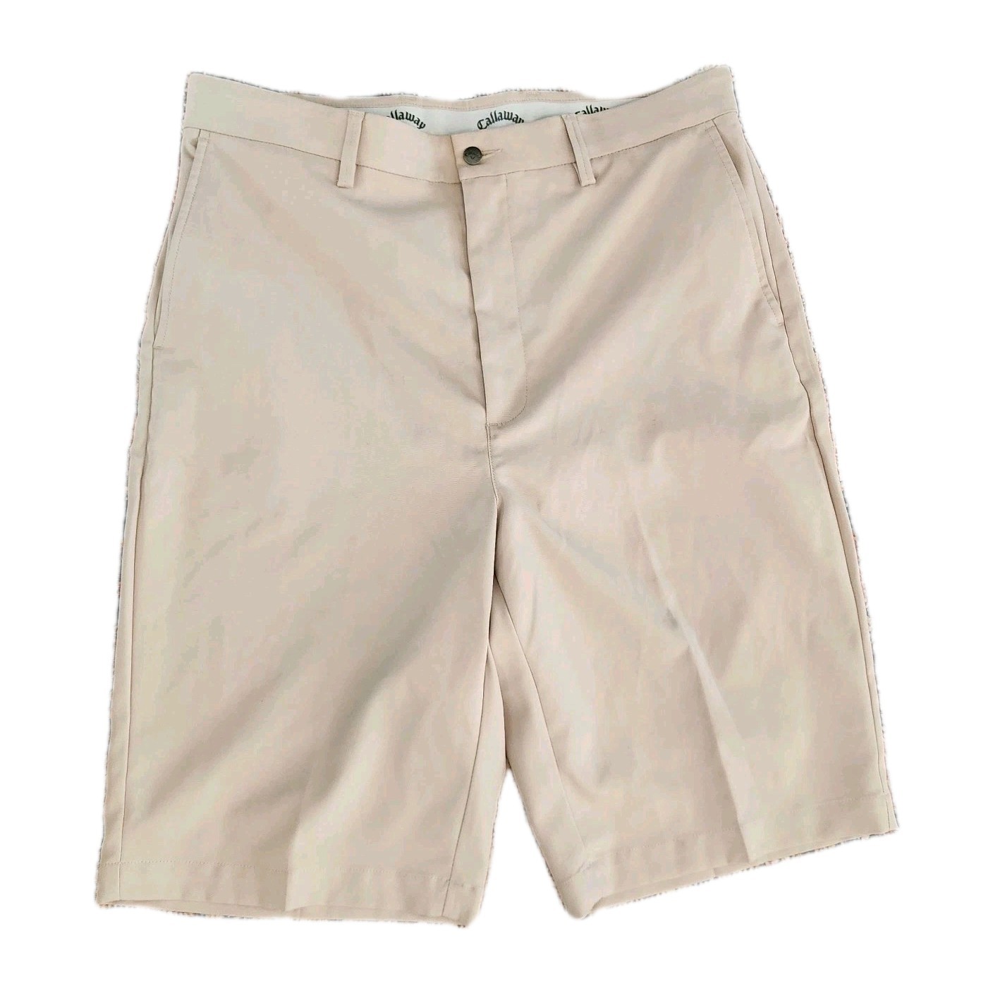 Callaway Golf Shorts Men’s Size 36 TALL Beige 100% Polyester Flat Front 