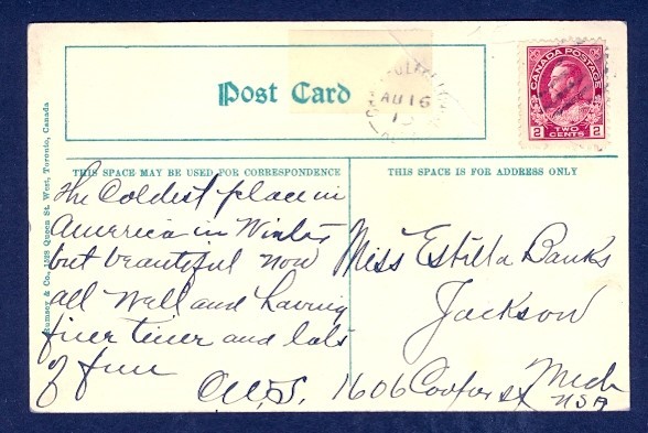 CANADA CHATEAU LAKE LOUISE 1919 SPLIT CIRCLE MED HAT VIEWCARD