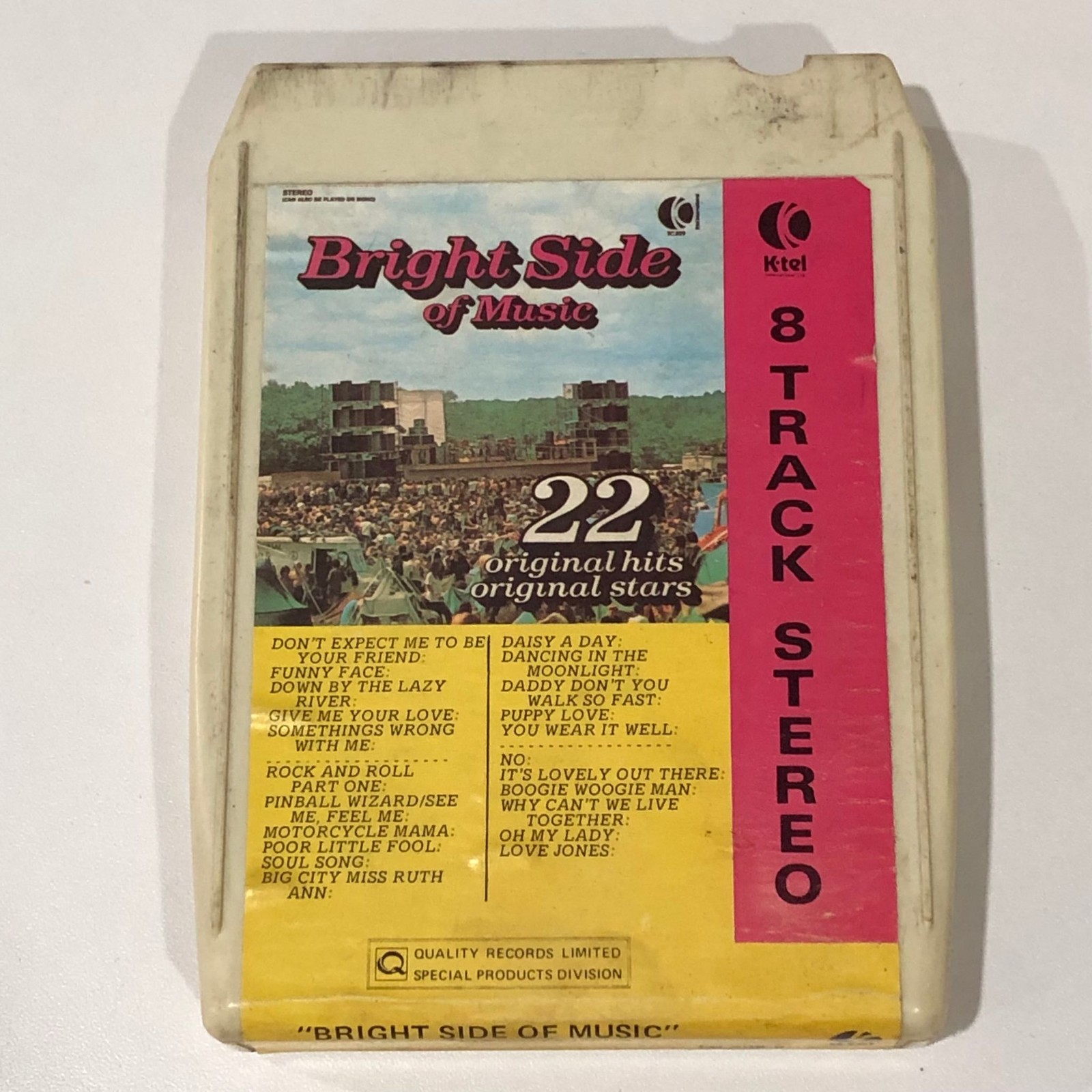 Ktel Bright Side of Music 8 Track Tape Various Artists Stereo White Case Vintage