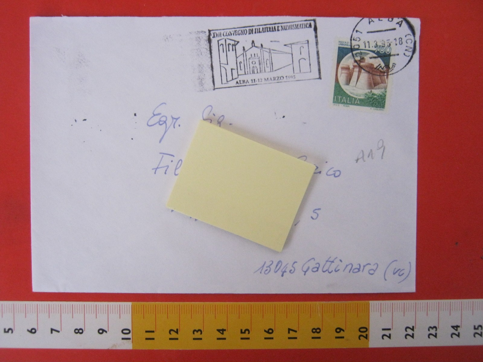 A.19 ITALY MECHANICAL SLOGAN CANCELLATION PLATE 1995 DAWN WEDGE CHURCH PHILATELY