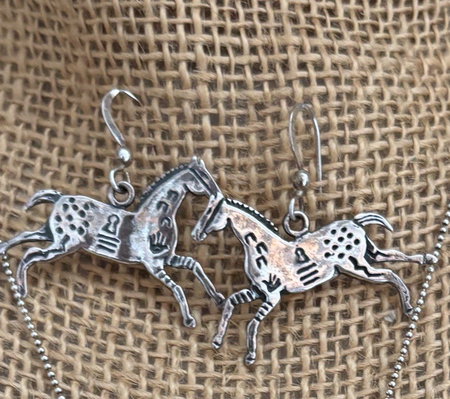 Native American Navajo Southwest Appaloosa Horse Earrings Sterling Silver NEW!