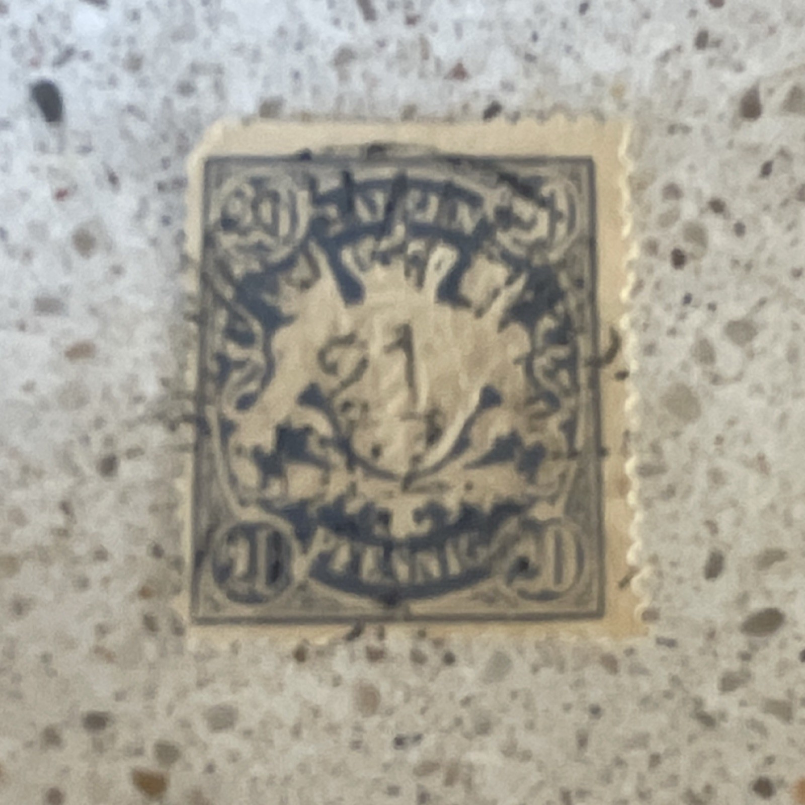 Germany 1 Pfennig Black Beige National Emblems Stamp