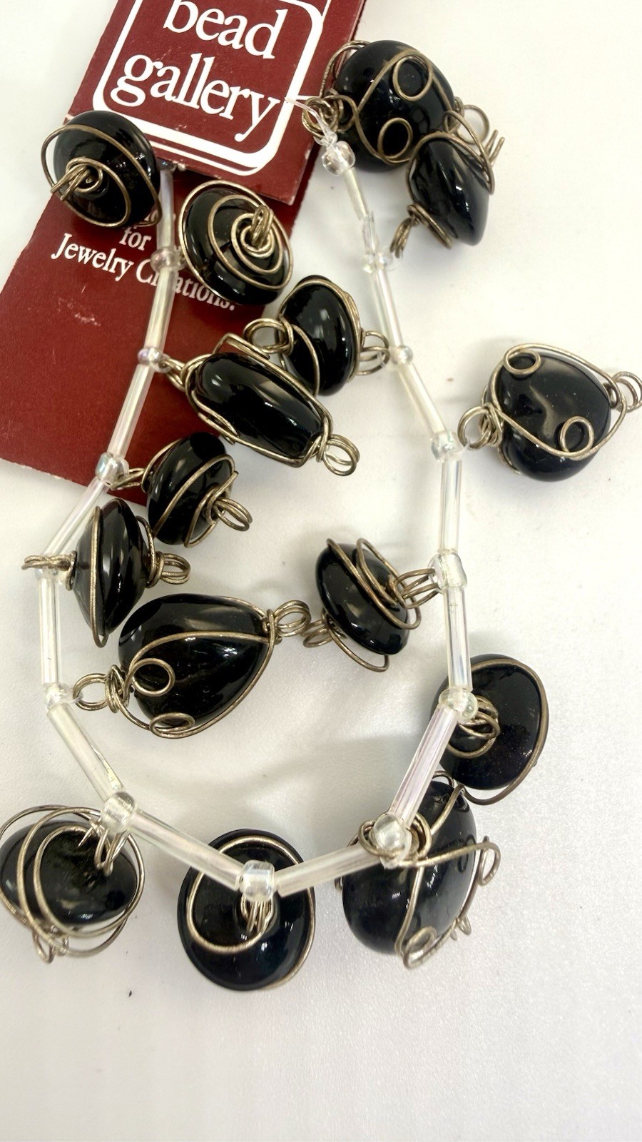 Black Glass Wire Wrapped Beads Bead Landing 12mm