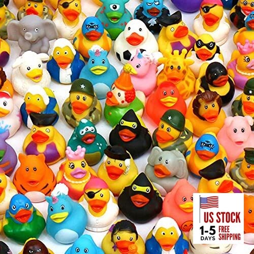  Rubber Duck 50 Pack for Jeeps Bath Toy Assortment - 2.3 Inch Bulk 50-Pack