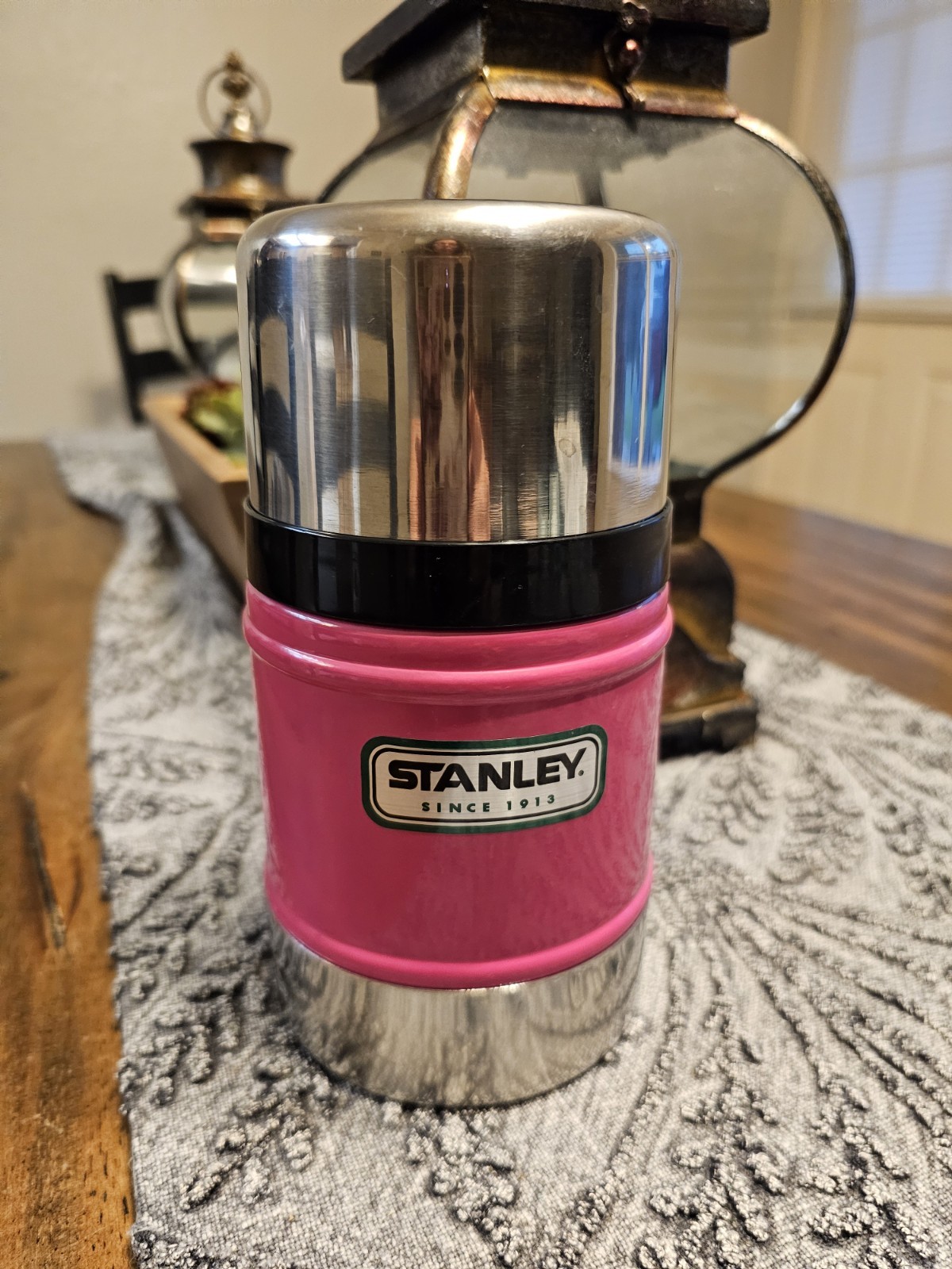 Stanley HOT Pink 16oz Vacuum Bottle Camping Soup THERMOS Cup Rare EUC 