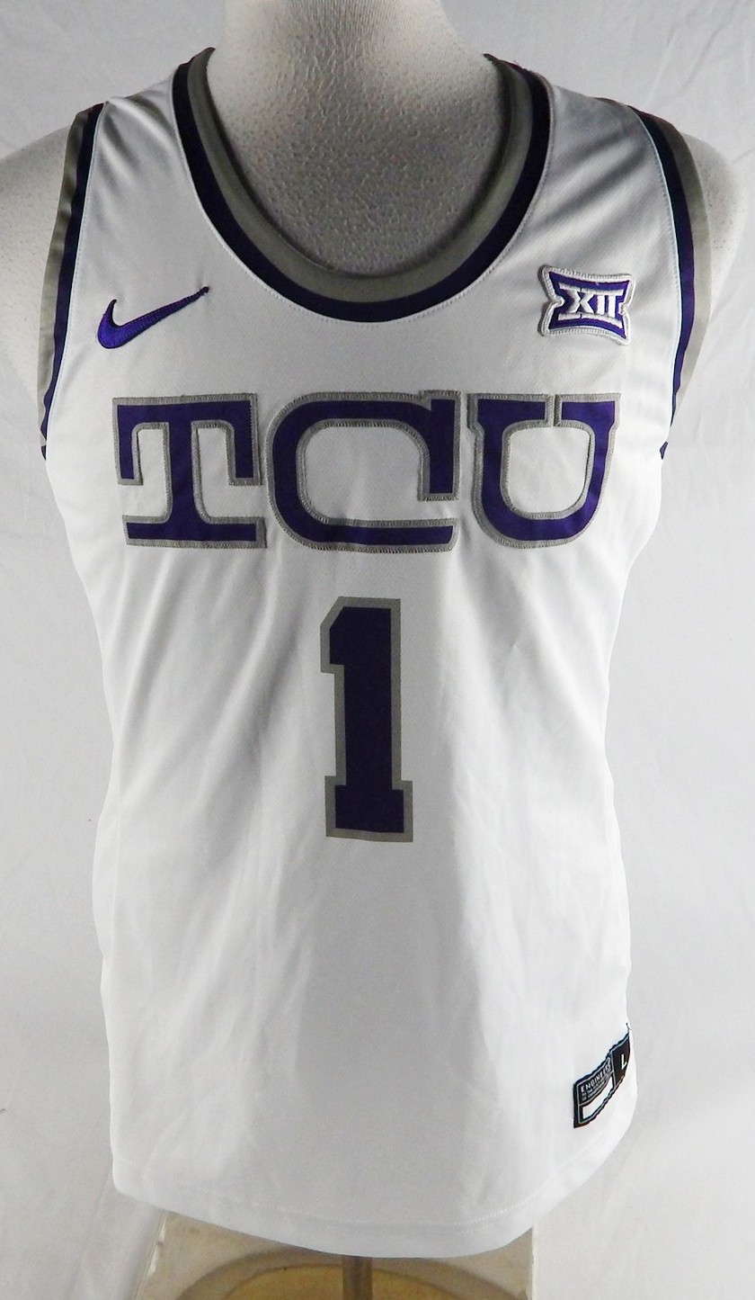 2021-22 Texas Christian TCU Frogs #1 Game Issued White Jersey Basketball L 743