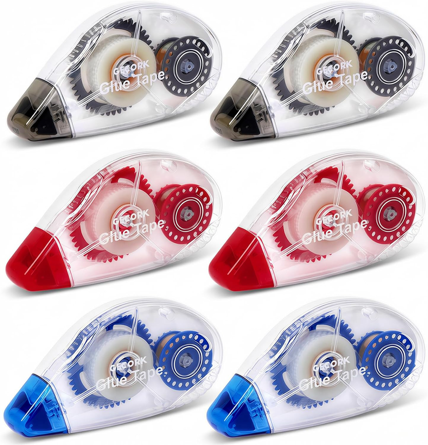 6 Pack Double Sided Glue Tape Roller, Strong Adhesive Scrapbook Tape, Quick Dry 