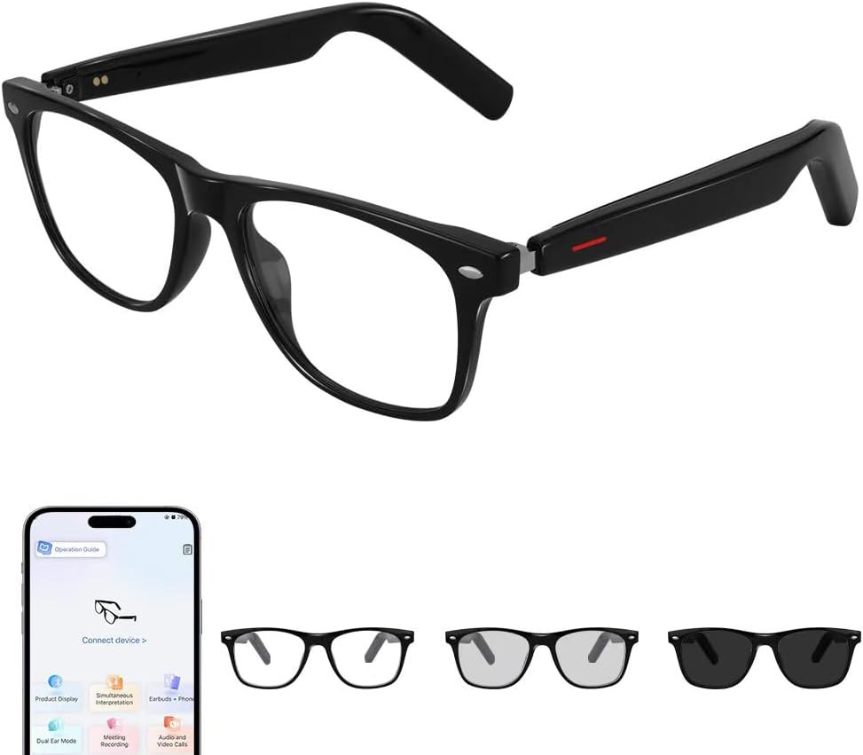 AI Smart Glasses with Deepseek R1,Smart Translation,Color-Change Lenses, Uv/Blue
