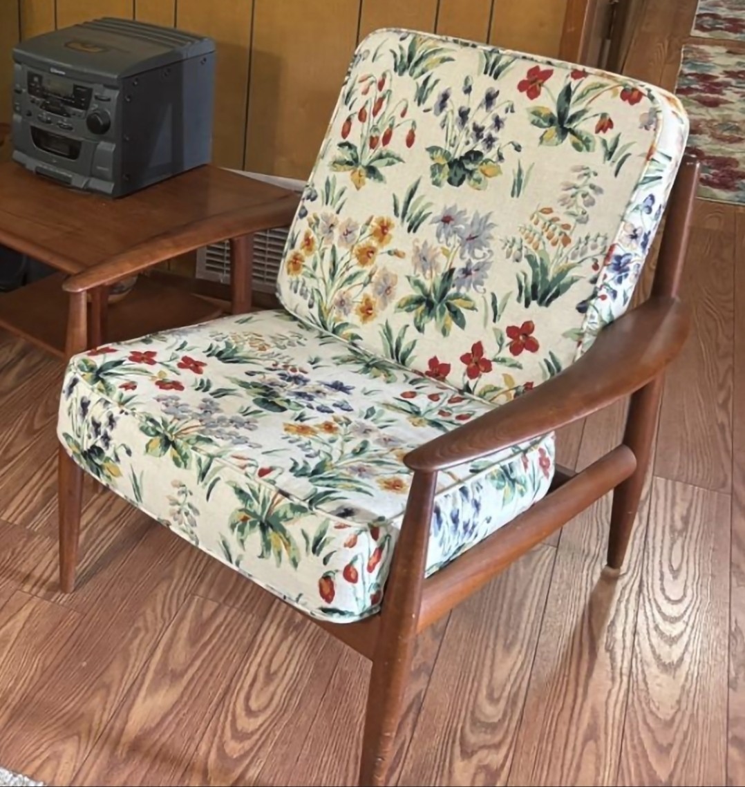 grete jalk/france and son chair MCM Scandinavian w/OG CUSHIONS 1950's