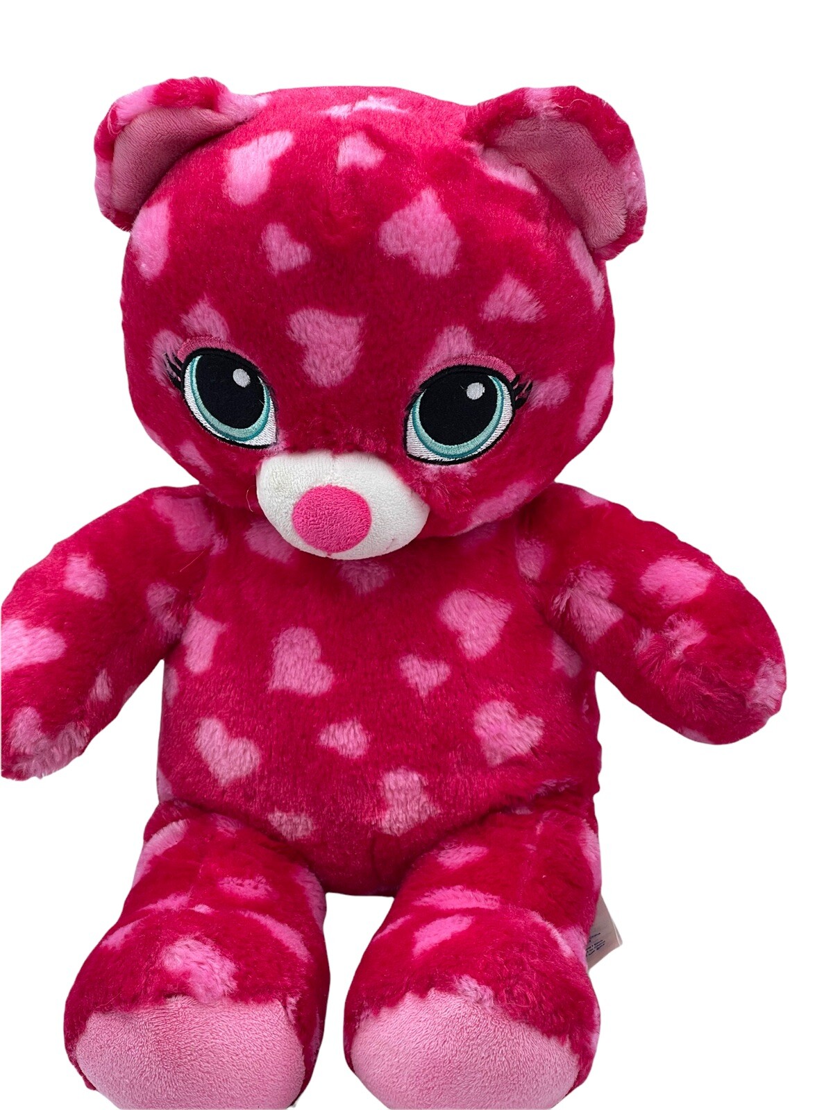 Build A Bear 16” Teddy Sweet Hugs Hearts Plush Hot Pink Red Stuffed Animal