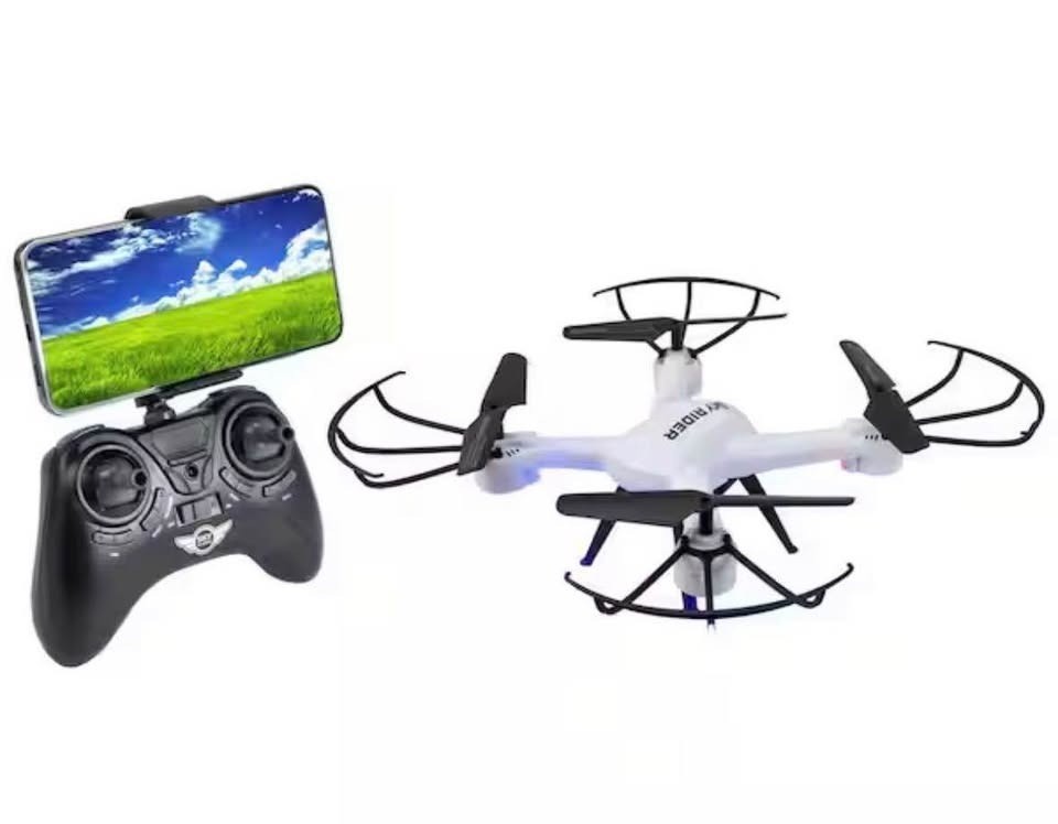 SKY RIDER Pro Quadcopter Drone with Wi-Fi Camera, Remote and Phone Holder, White