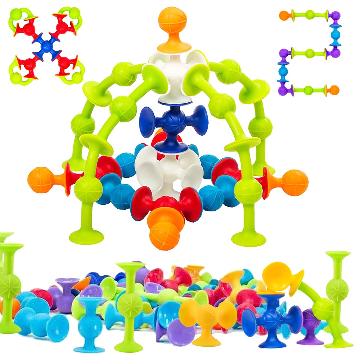 48 Piece Suction Cup Bath Toys for Ages 3+, Sensory Toys for Autistic Childre...