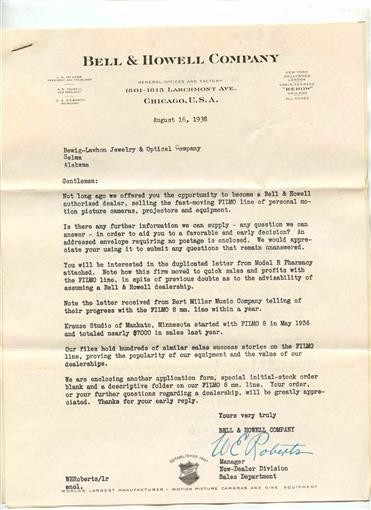 Bell & Howell Filmo 8 mm Motion Picture Equipment Dealer Packet 1938