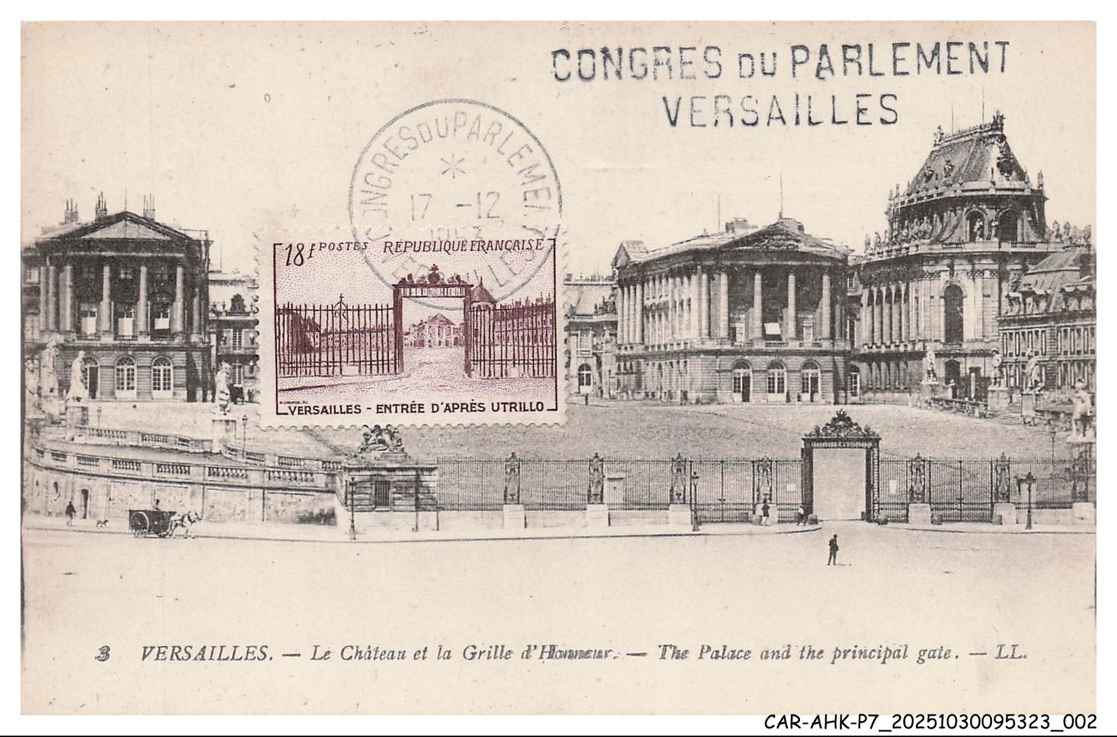 CAR-AHKP7-0387-MAXIMUM CARDS - VERSAILLES - The Castle And The Honor Gate