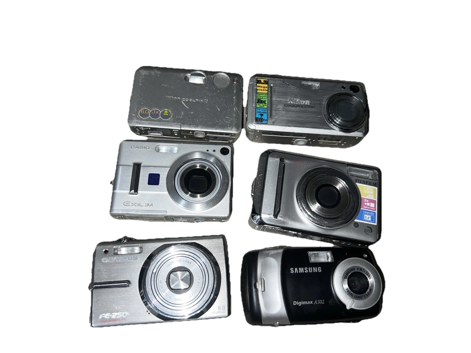 Camera Lot of 6 For Parts/Repair Untested Fujifilm Nikon Olympus Casio Samsung
