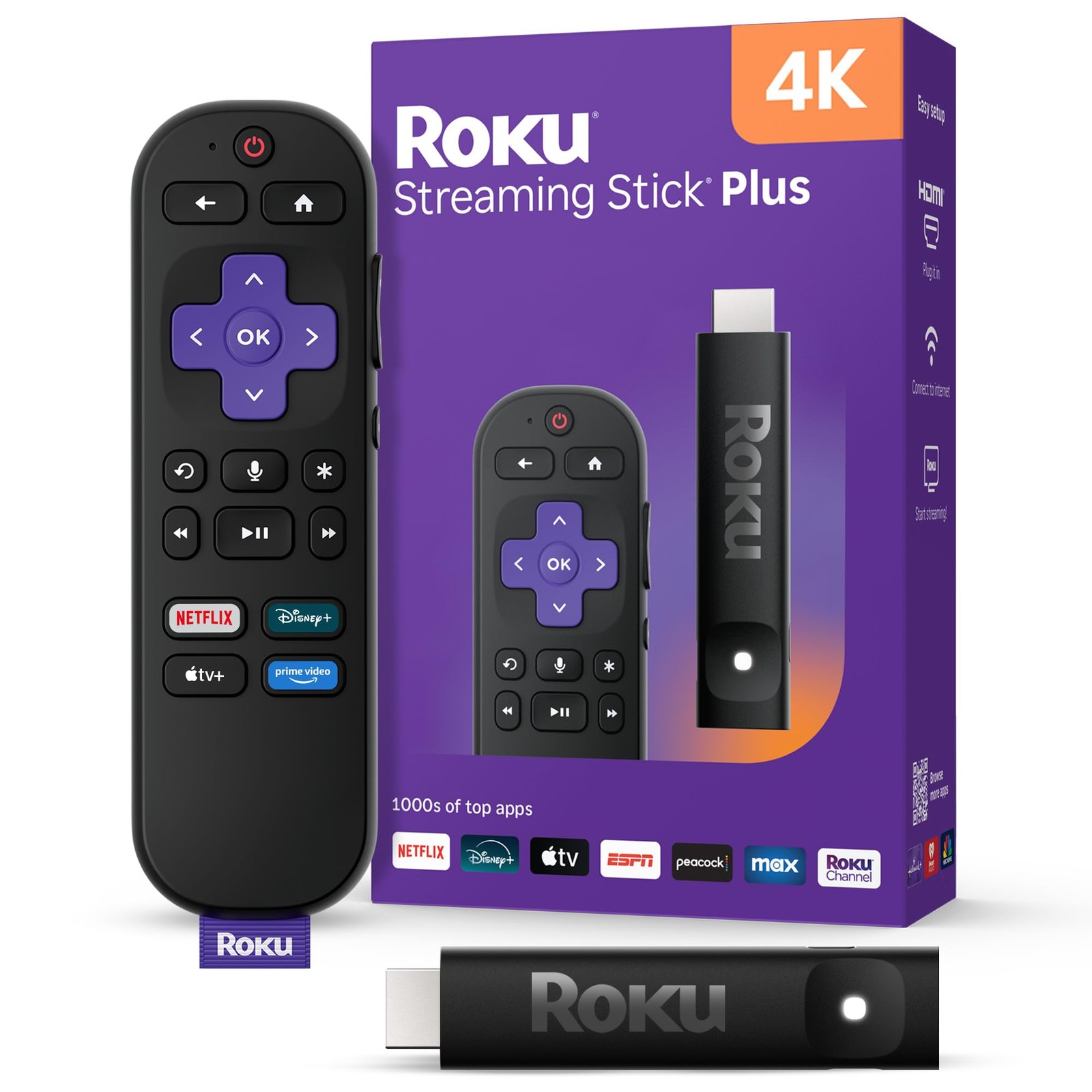 Roku Streaming Stick+ 4K HDR Streaming Device with Voice Remote