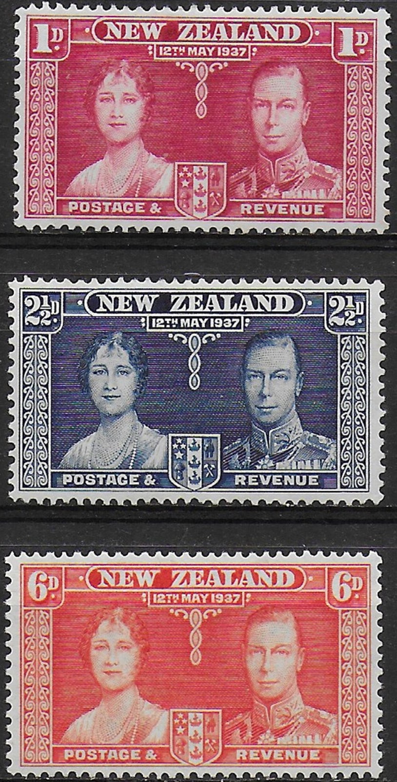 1937 New Zealand Coronation 3v. MNH SG n. 599/601