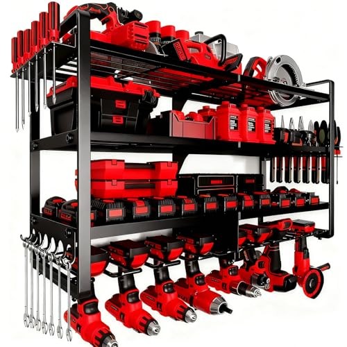 Large Power Tool Organizer Wall Mount, 4-Tiers,8 Slots Without Charging Station
