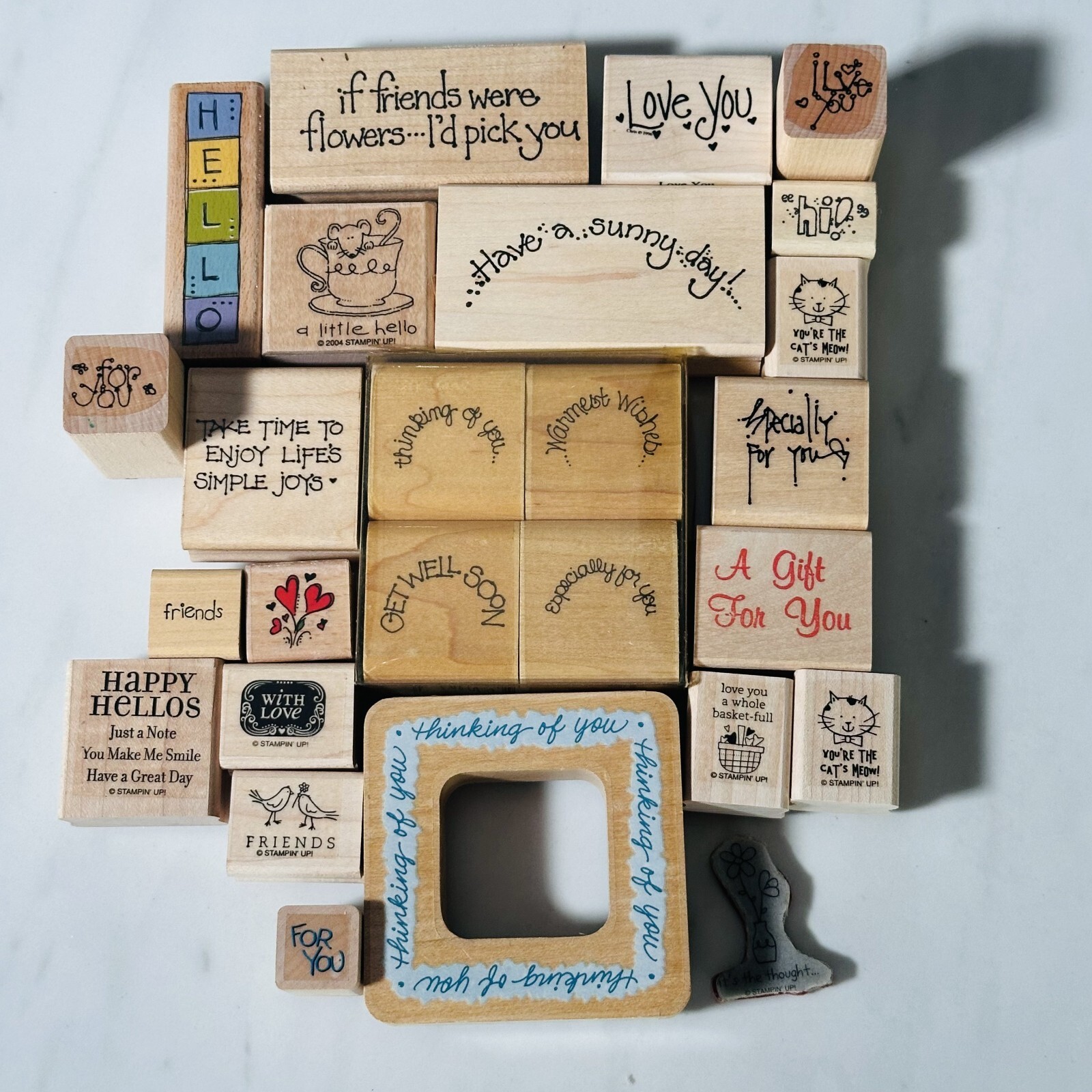 Lot of 25 - Wood Rubber Stamps - Friends - Mixed Brands