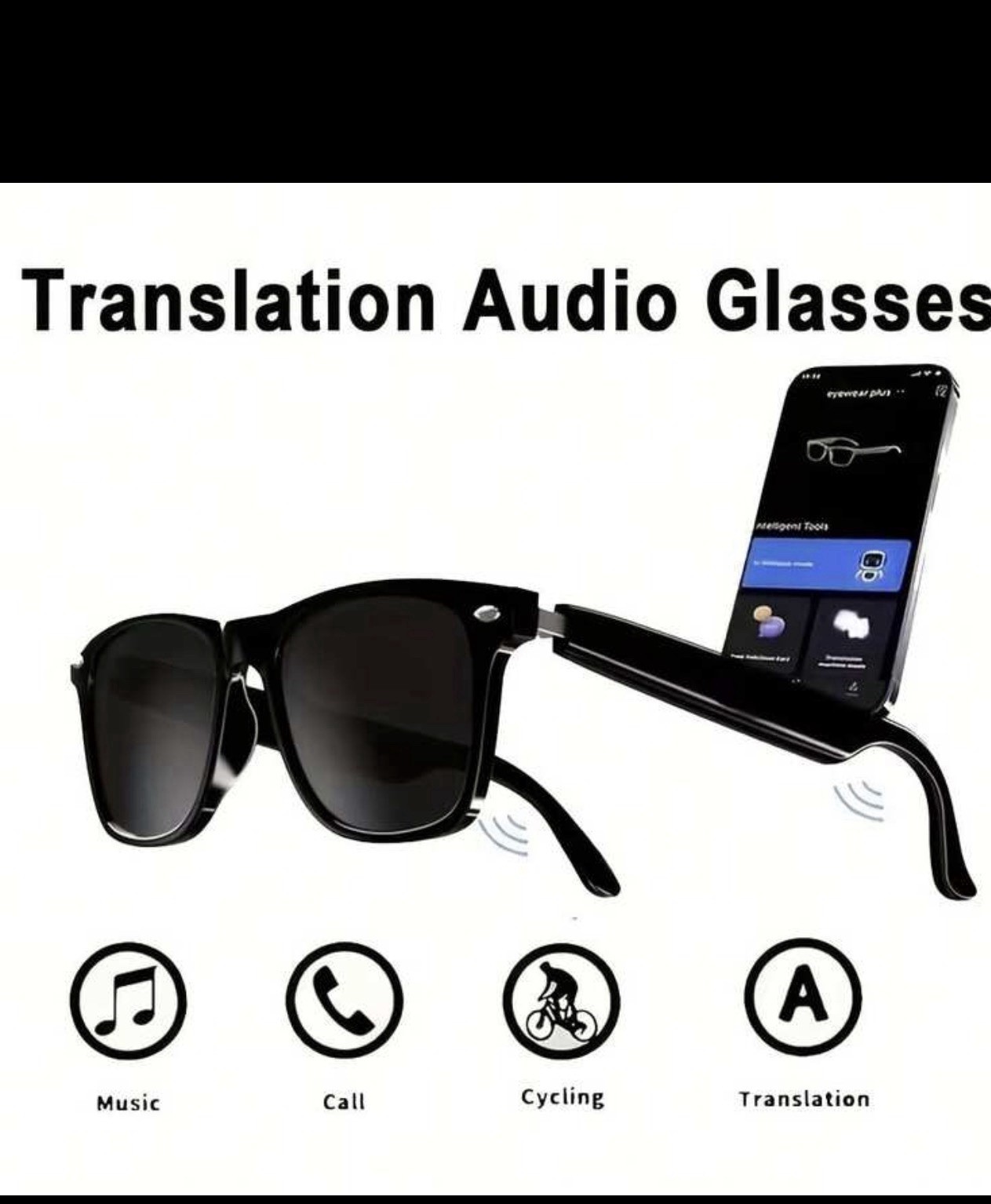 Smart Glasses Bluetooth Audio Translation Music Call Cycling Features