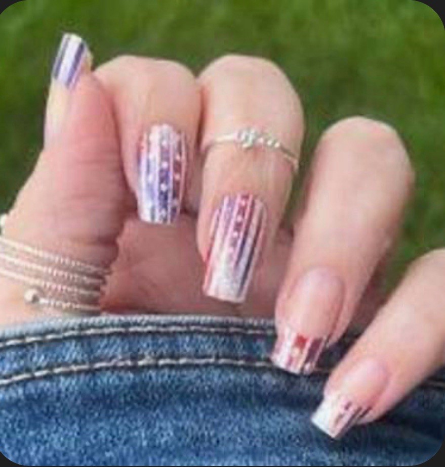 Color Street Nail Polish Strips~Loud & Proud~Red White Blue Glitter Double Ended