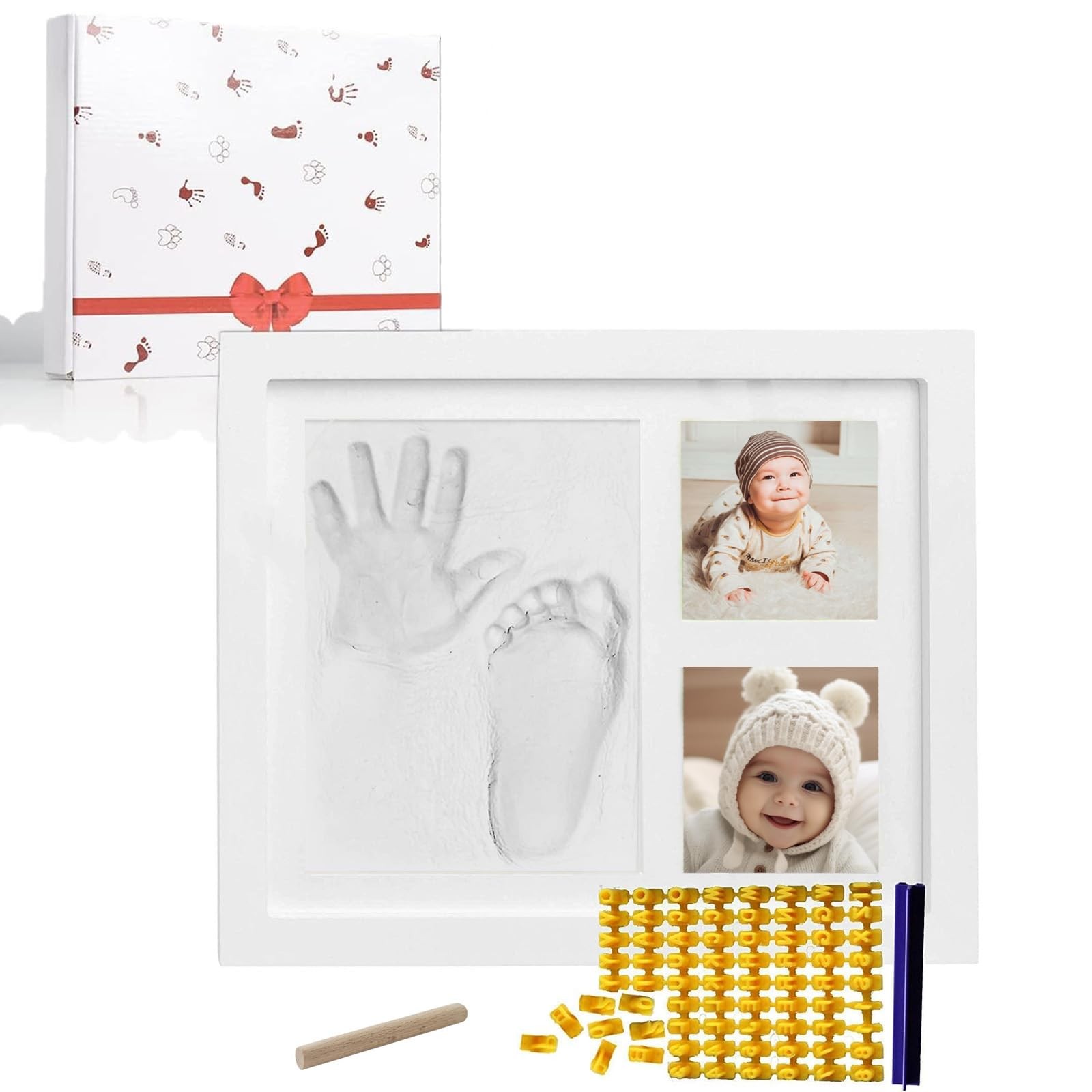 Baby Hand & Footprint Kit - Quick Dry Inkless Keepsake Set with Personalized ...