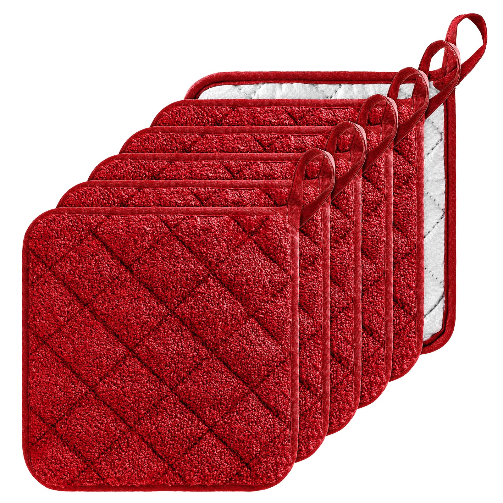 GROBRO7 6Pcs Cotton Quilted Terry Oven Set Pot Holders Heat Resistant Multipu...