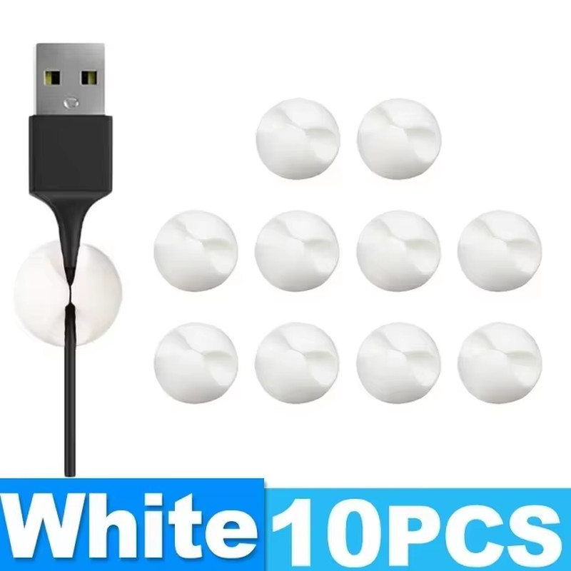 20/10PCS Self-Adhesive Wire Fixer Cable Organizers Cable Holder Silicone Data Li