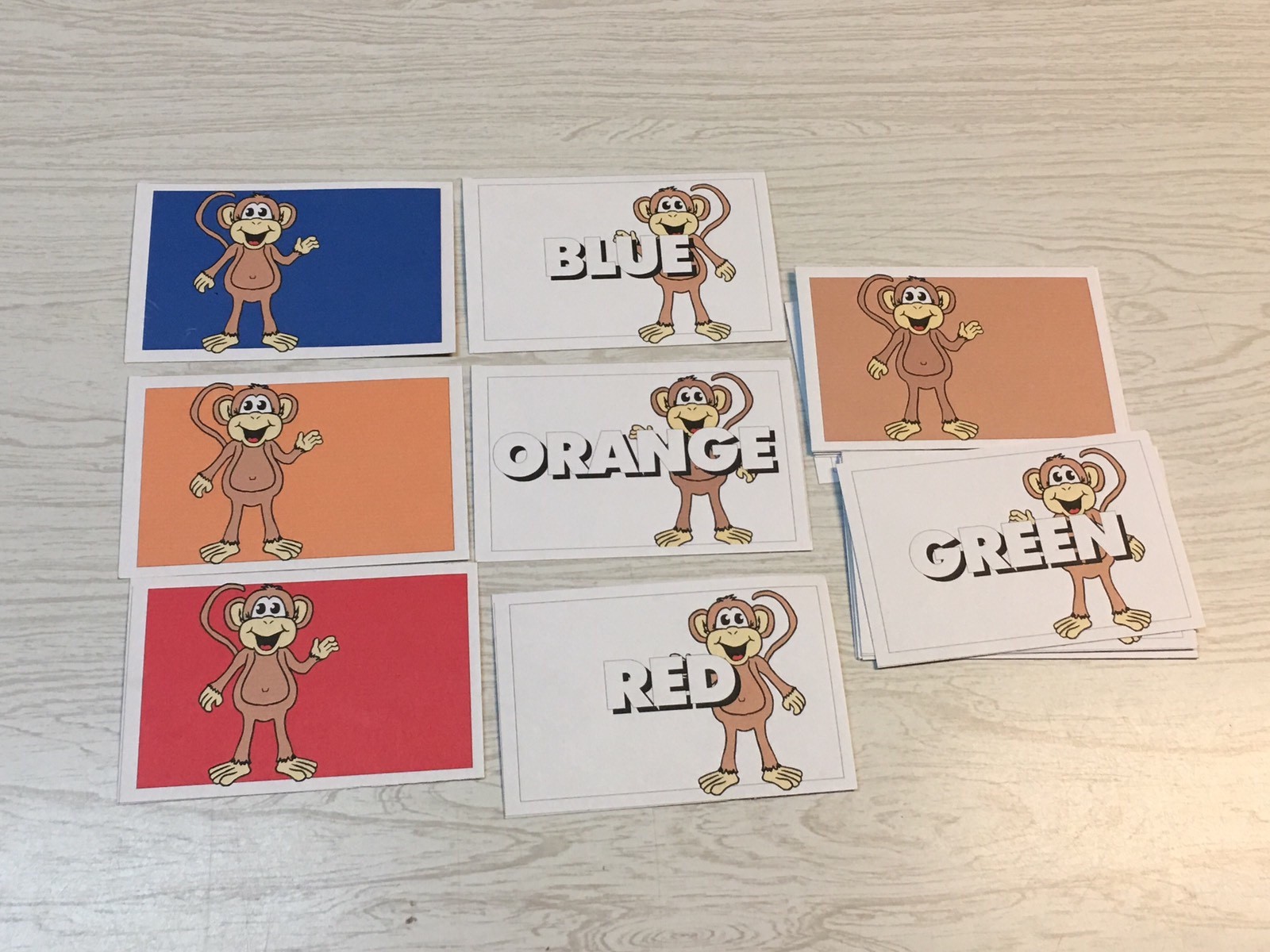 Monkey  Color Word Match  - Laminated Activity Cards#