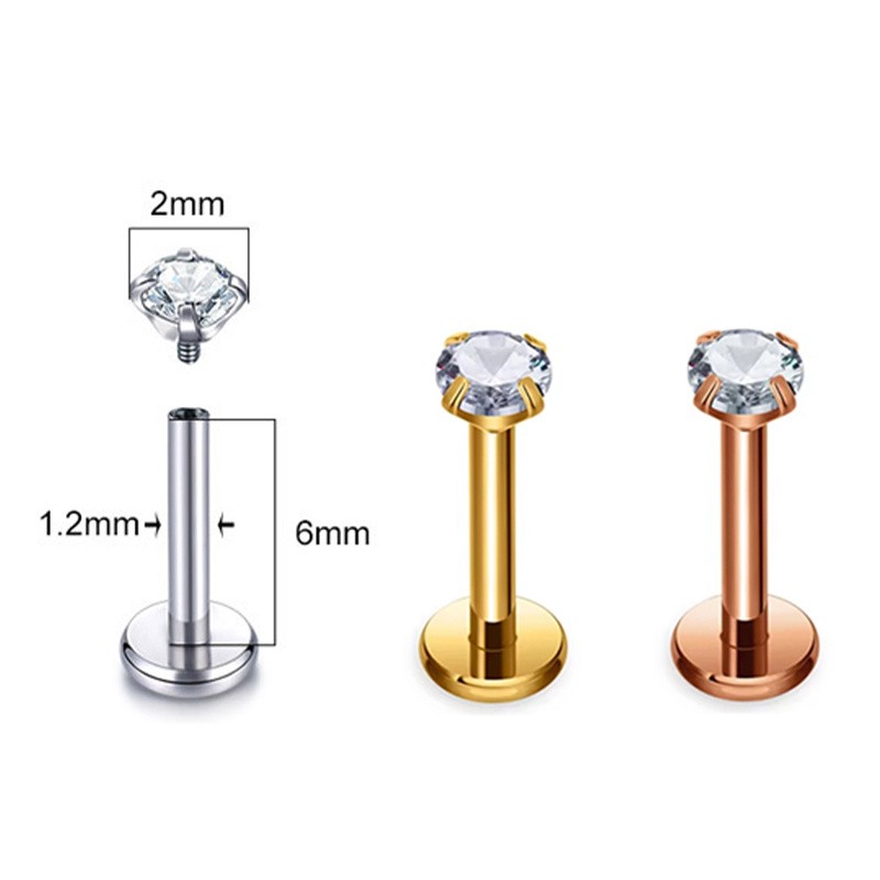 Cartilage Ear Studs Nose Helix Labret Flat Disc Back Gem Fashion Jewelry