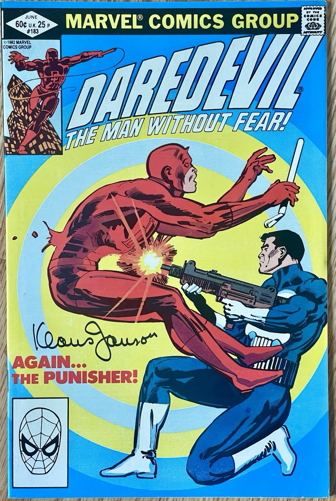 Daredevil #183 (vs Punisher) NM Signed By Klaus Janson