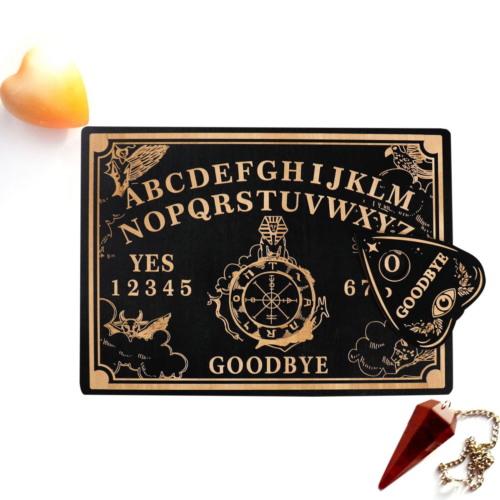 Wooden Ouija Board Pendulum Board 12 Black Dowsing Divination Witchcraft Altar 