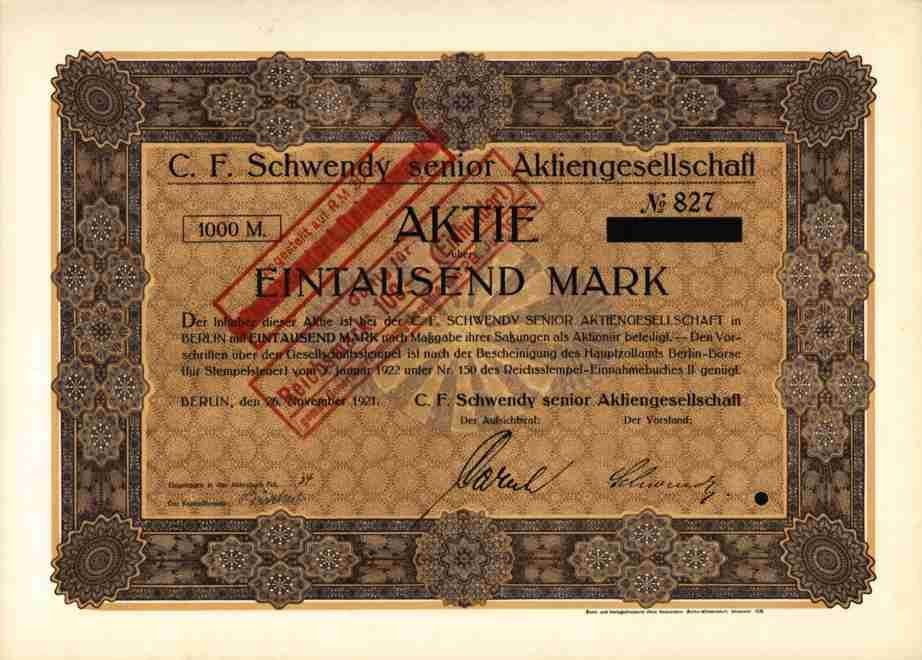 C. F. Schwendy senior AG 1921 Berlin Zernsdorf district Teltow carpets runner 1000