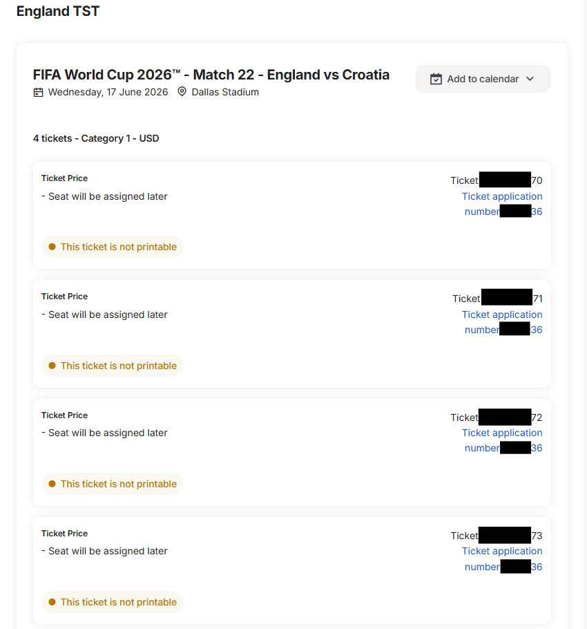 2026 FIFA World Cup England ticket package