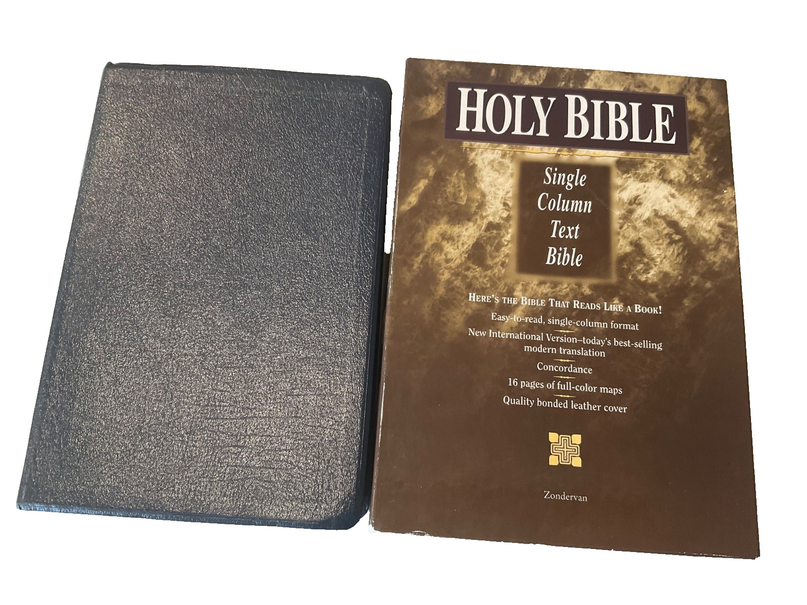NIV Single Column Text Bible 1986 Navy Bonded Leather Limited Edition Text 1984