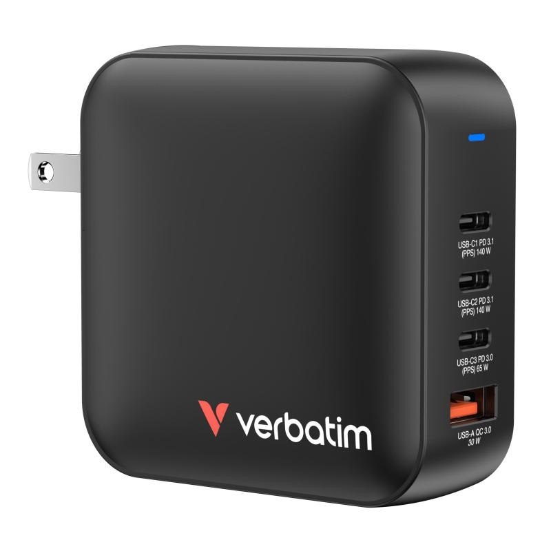 Verbatim Mini GaN Charger 165W Universal Black AC Fast Charging Indoor