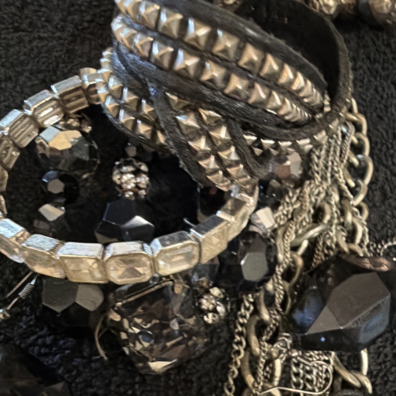 GOTH Fashion Jewelry Mixed Lot Necklaces Bracelets Rings Earrings, Black Silver