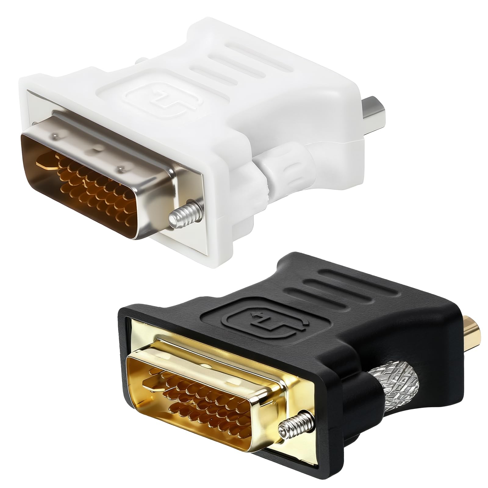 Xelsluthe 2PCS DVI to VGA Adapter, Gold Plated DVI-I 24+5 Pin Male White 