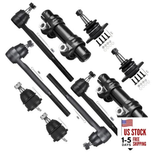  10pcs Front Suspension Kit Inner Outer Tie Rod End Adjusting Sleeve Lower 