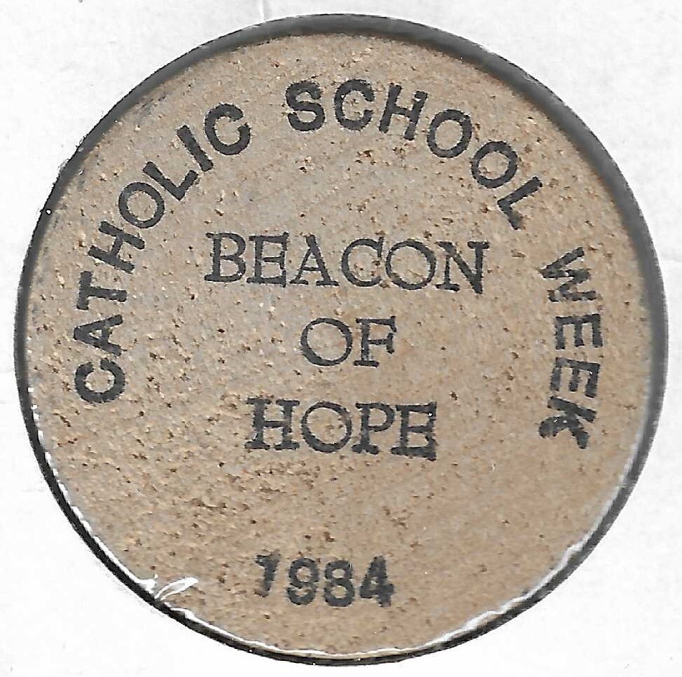 1984, Beacon of Hope, Catholic School Week, Token/Coin, Buffalo Wooden Nickel