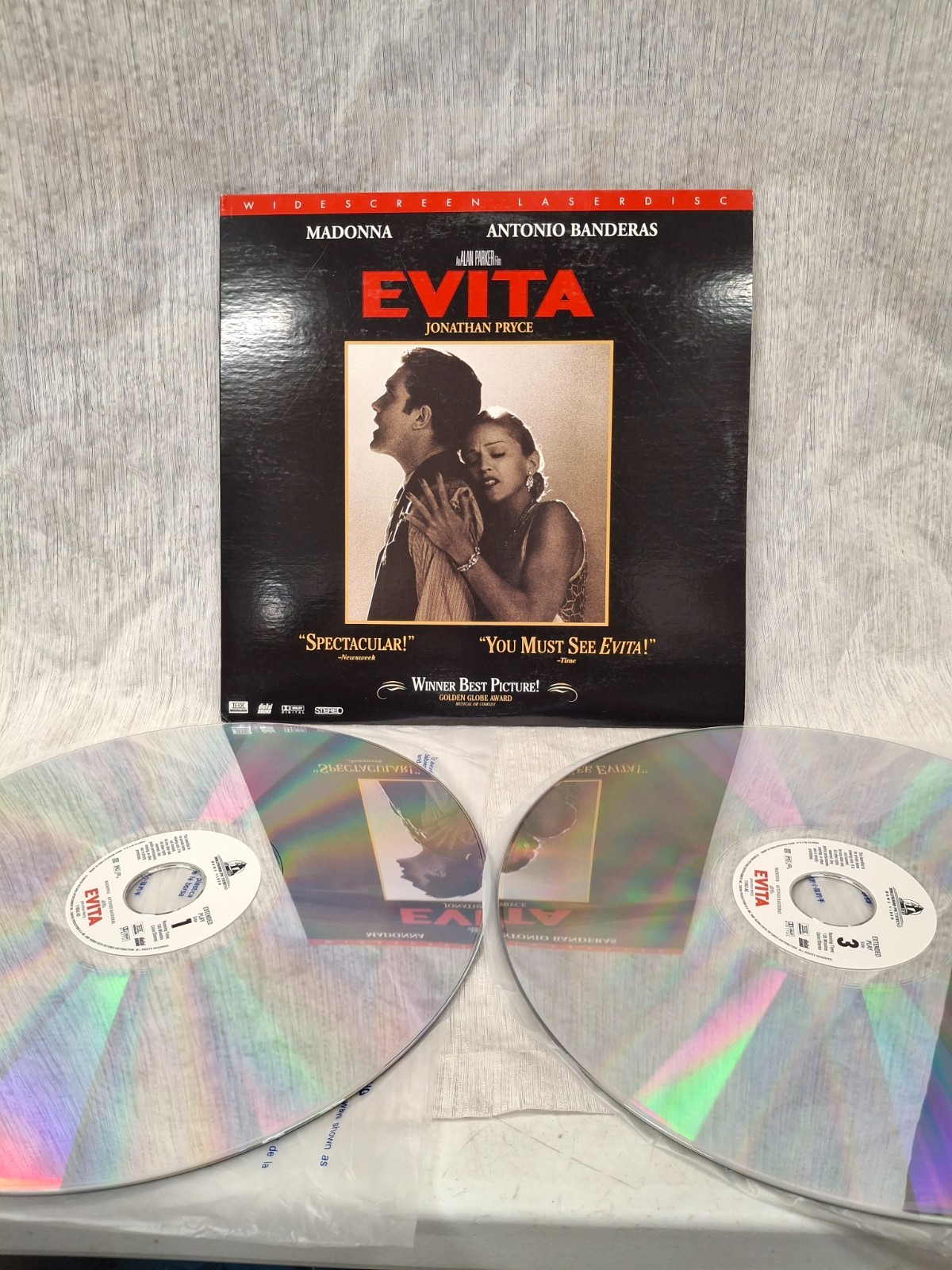 Evita Laserdisc Widescreen 2 Disc LD Madonna Antonio Banderas Movie Musical VTG