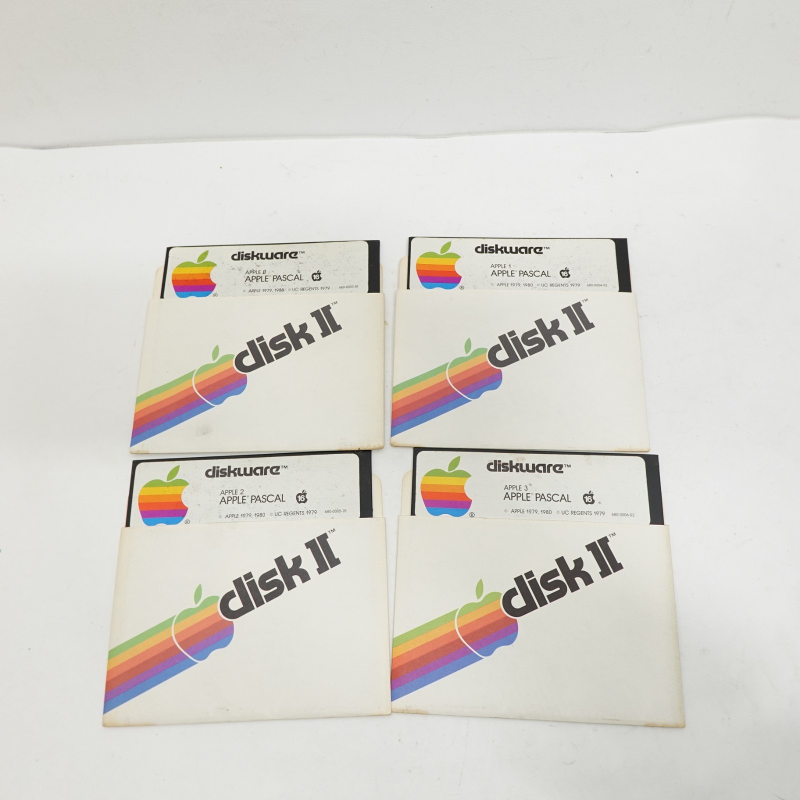 Apple II Apple Pascal Diskware Floppy Disk Lot (4) Vintage Rainbow Logo