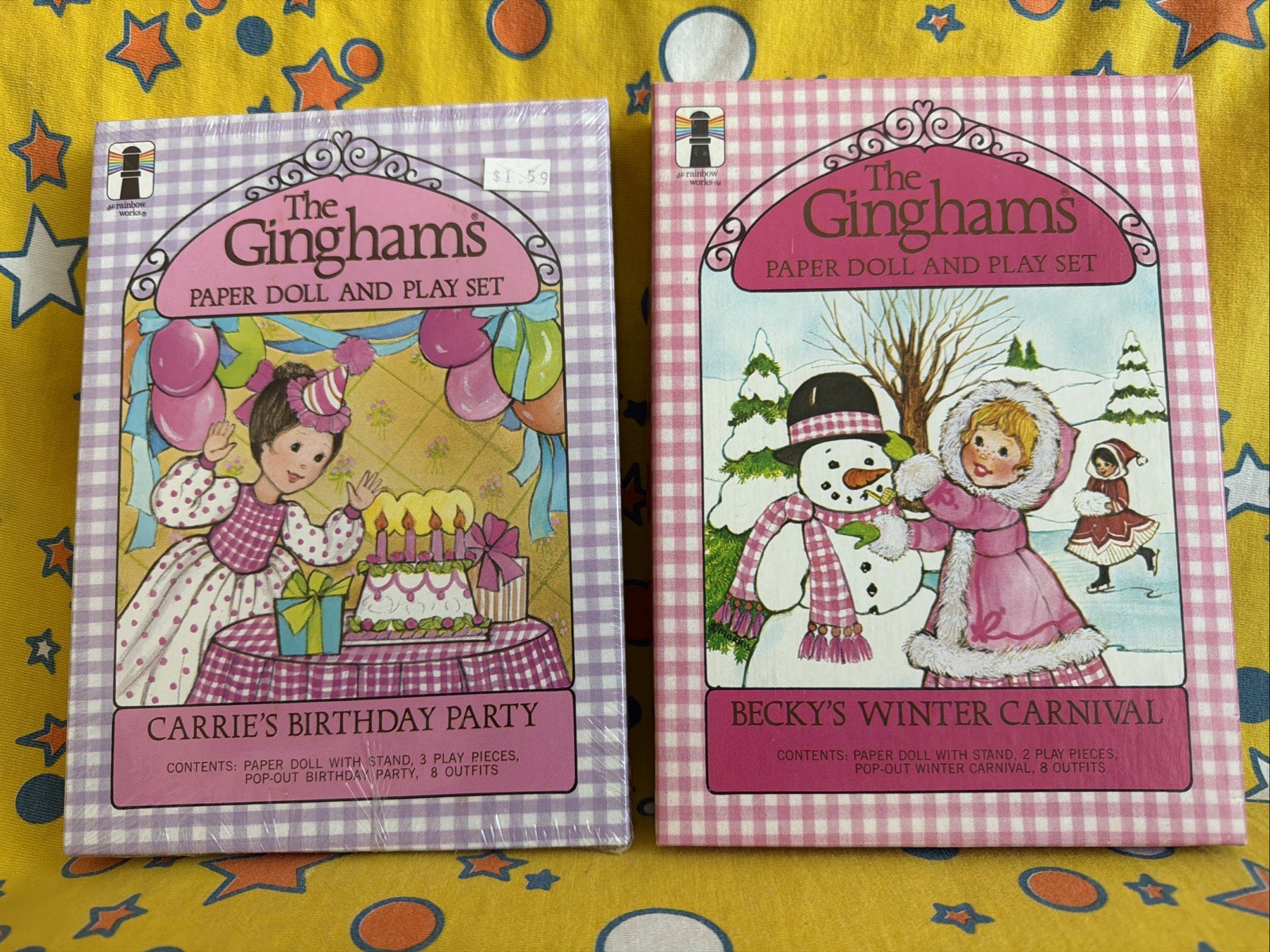 The Ginghams Paperdolls Lot- Carrie And Becky 1978- NOS- Uncut *Read*