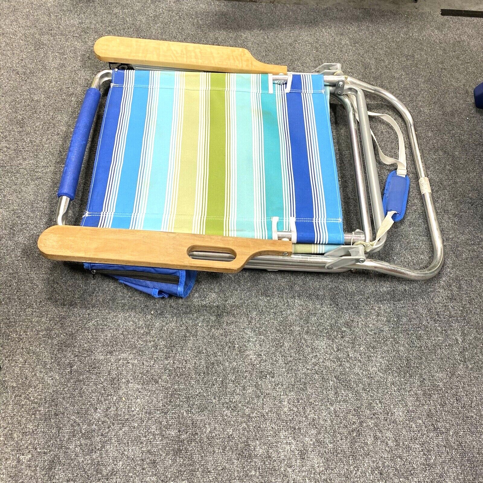  Classic 4 Position  Flat Folding Beach Chair - Sea Stripes Safe Adjust 