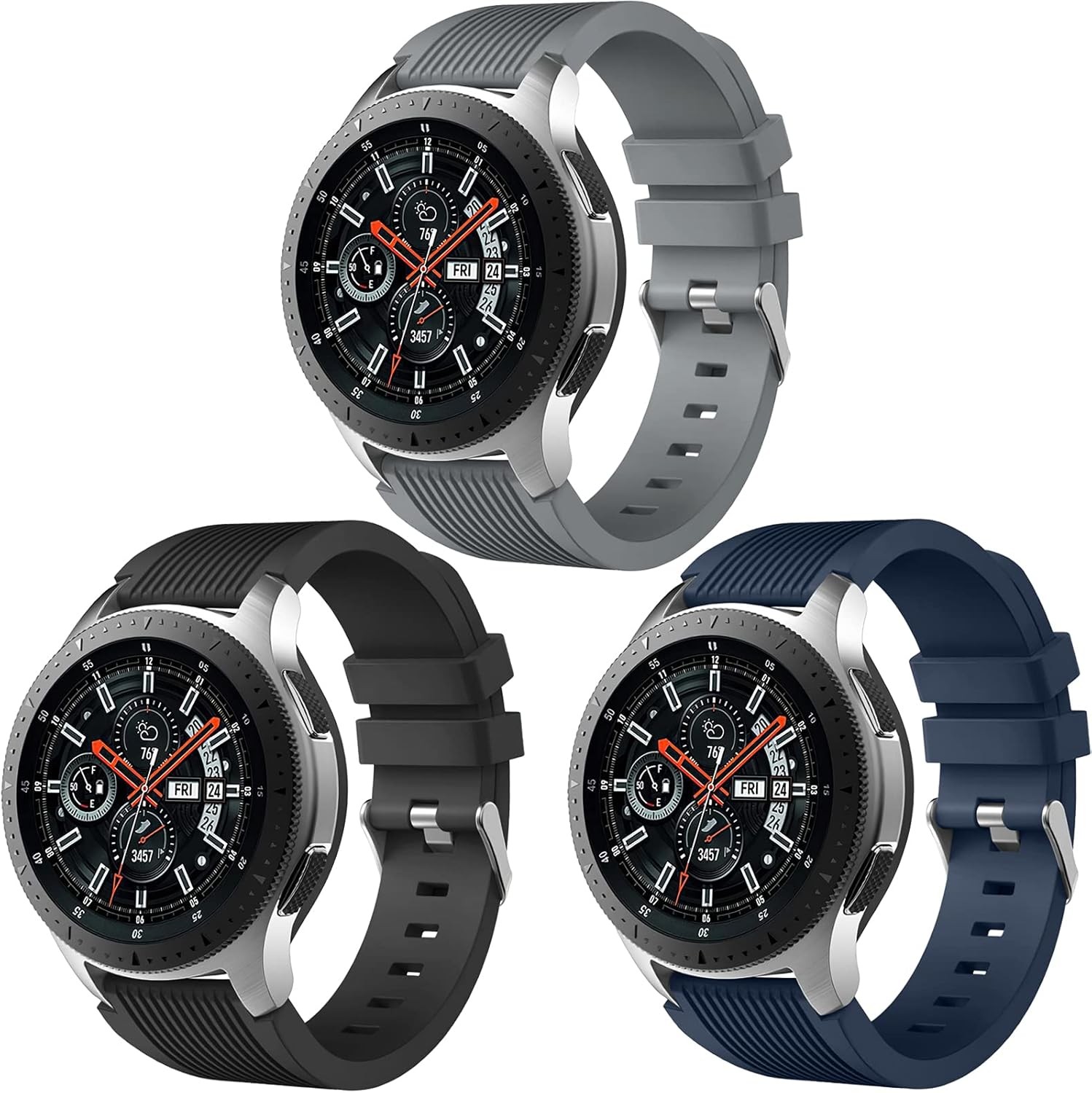 3 Pack Silicone Strap Compatible with Samsung Galaxy Watch 3 45mm