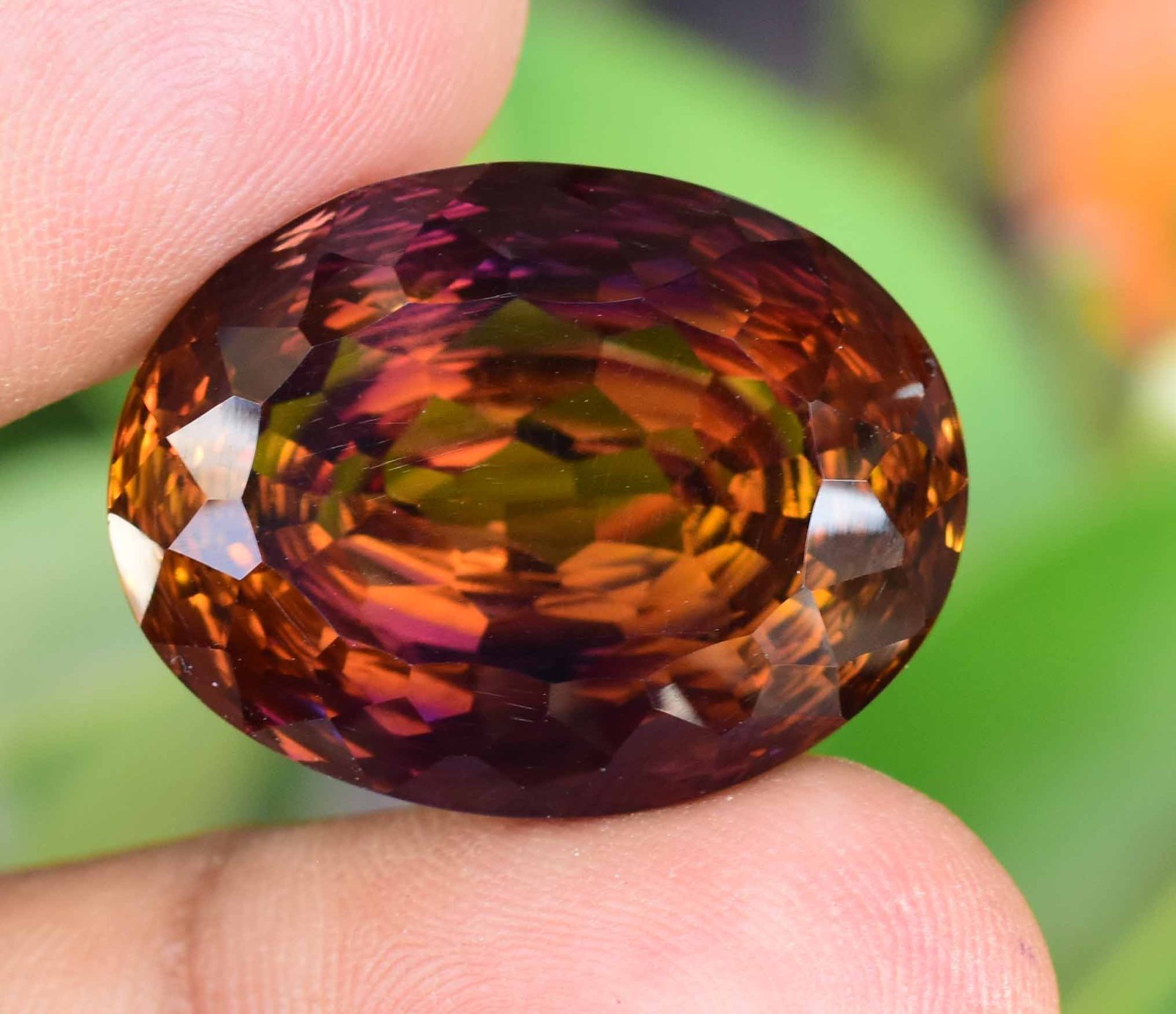 Flawless Natural Bi-Color Ametrine 34.20Ct Oval Cut Certified Untreated Gemstone